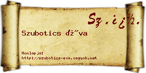 Szubotics Éva névjegykártya